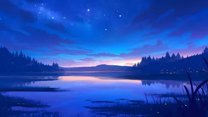 夜色湖畔 夜晚 湖泊 星空 4K