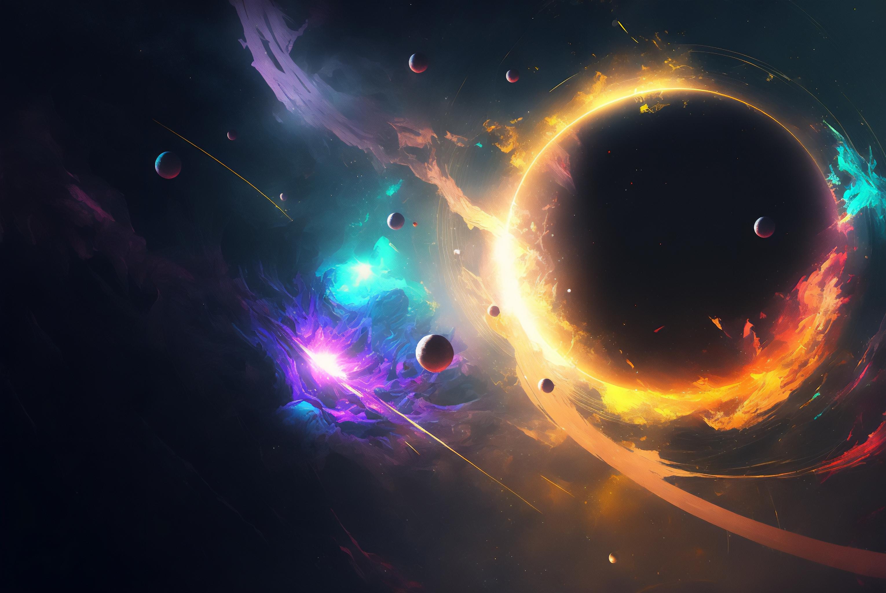 宇宙星云与日食奇观 太空 科幻 数字艺术 2K