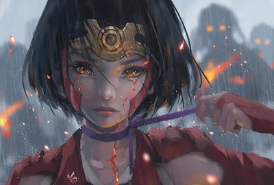 雨夜战士 雨中战斗 幻想风格 红色调 4K