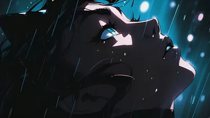雨夜仰望 雨夜 动漫风格 蓝色调 1080P