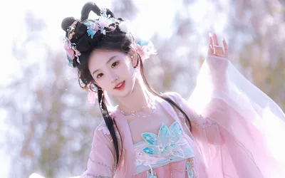 古典风汉服美女 古典风格 汉服 粉色 4K