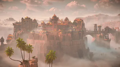 梦幻古城 幻想 古代建筑 棕榈树 4K