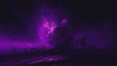 神秘星空下的废墟 科幻场景 梦幻风格 紫色调 4K
