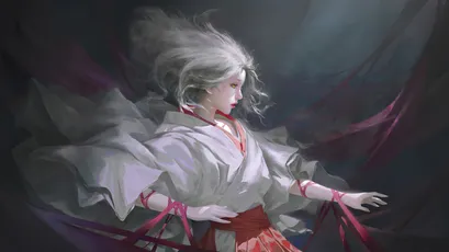 飘逸的白发女子 幻想 古风 白色 4K