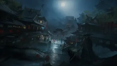 古村夜景 夜晚 古建筑 灯笼 1080P