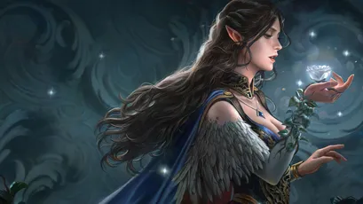 精灵女王凝视星尘 奇幻 精灵 暗蓝 4K