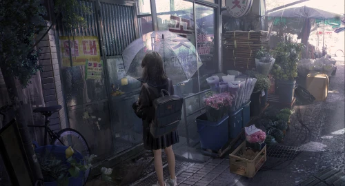 雨中街角的静谧 街景 雨天 透明伞 4K
