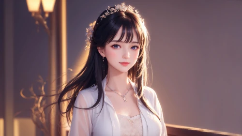 优雅少女光影美 AI绘画 优雅 光影 4K