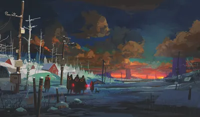 雪夜归途 雪景 黄昏 末世风格 1080P