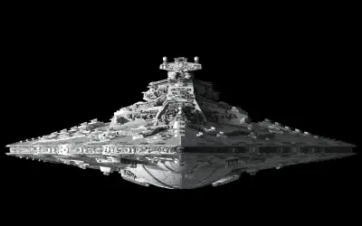 星际战舰俯视图 太空场景 科幻风格 银灰色调 4K