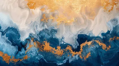 抽象海浪艺术 抽象画 海洋主题 蓝色调 4K