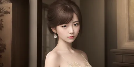 优雅少女肖像 室内 写实风格 暖色调 1080P