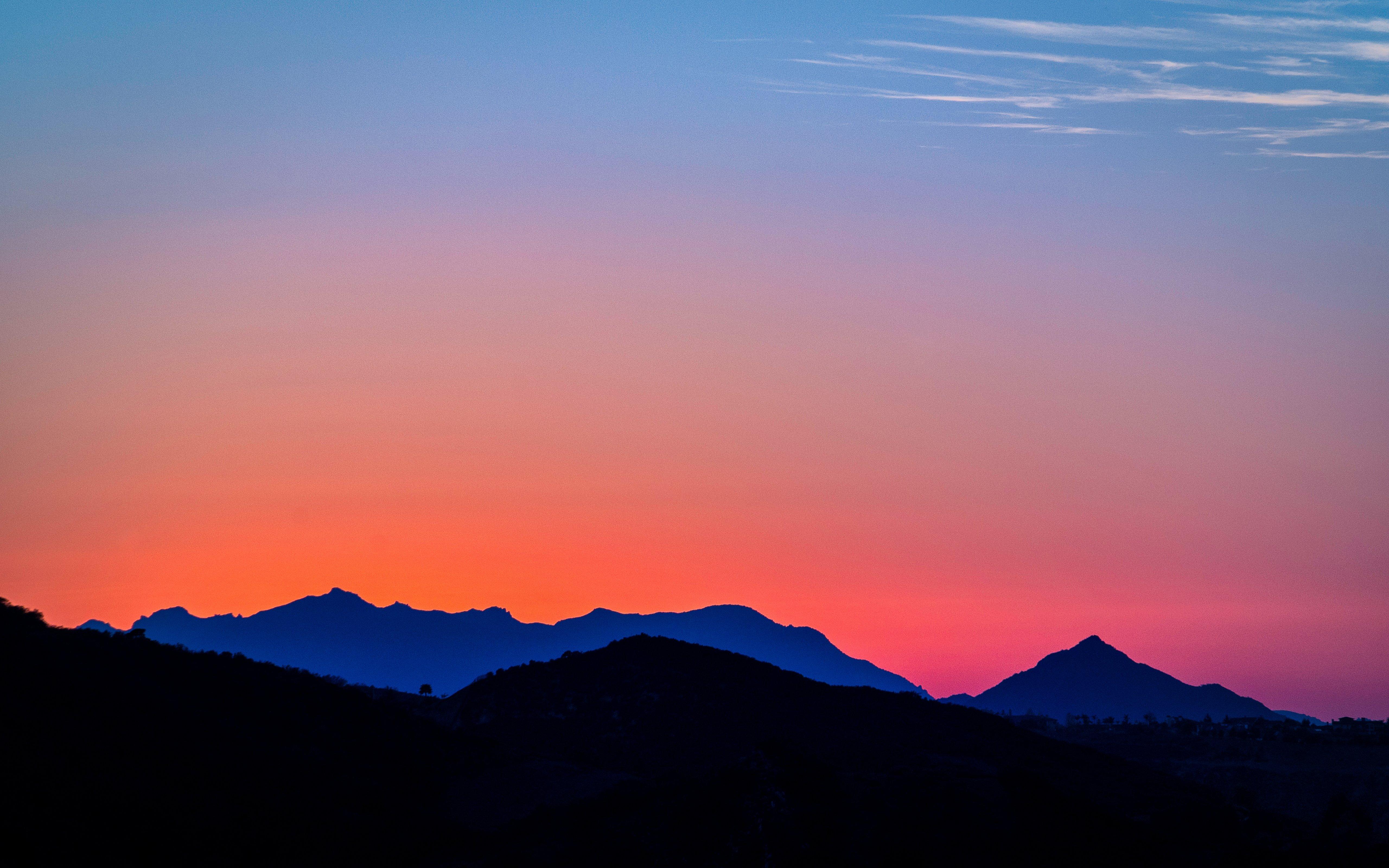 日落山景 自然 风景 夕阳 4K